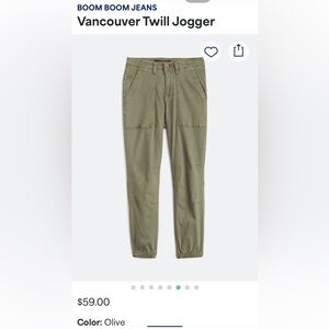 Vancouver Twill Jogger - Size: 6, Color: Olive